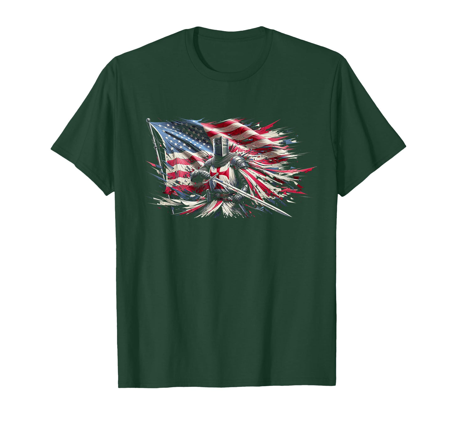 Knight Templar American Flag Crusader T-Shirt for Women Men