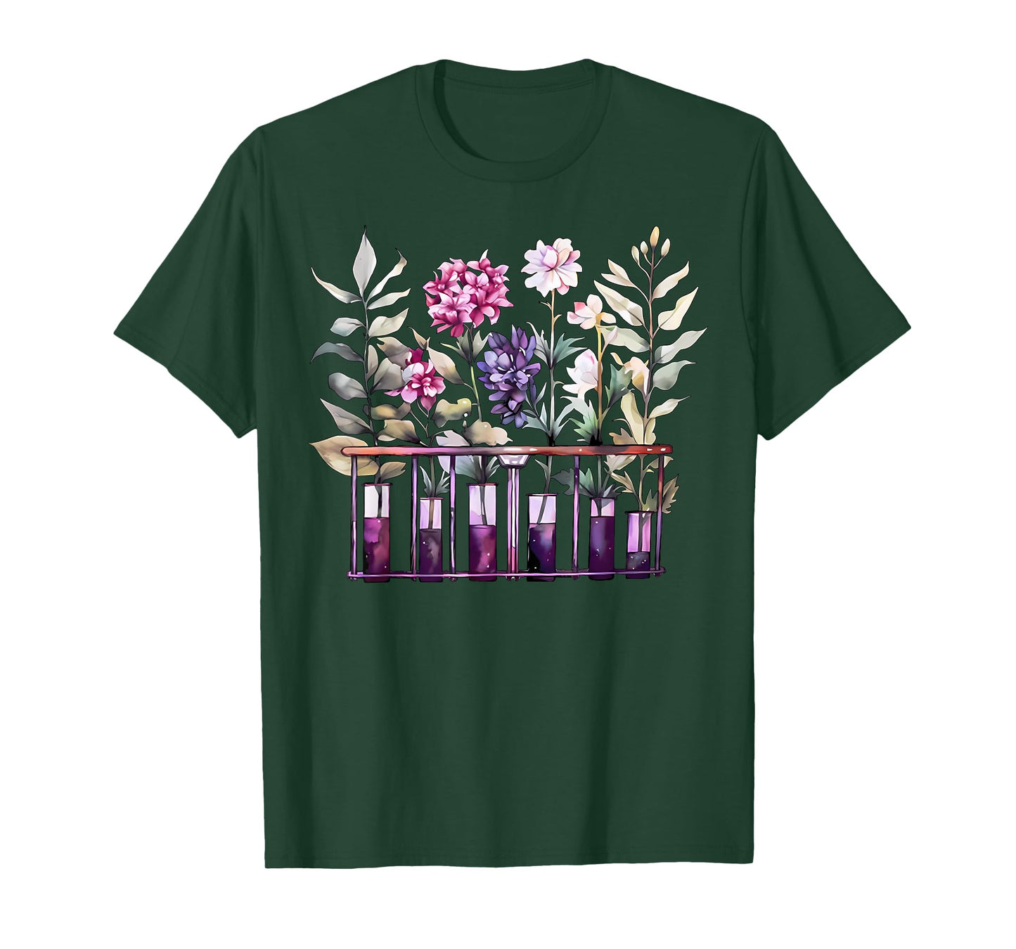 Chemistry Lab Science Flower Teacher Floral Beakers T-Shirt