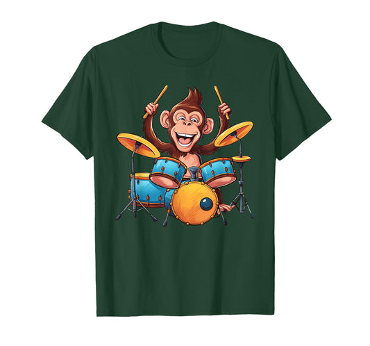 Cute Monkey Playing Drums Monkeys Drummer Music T-Shirt