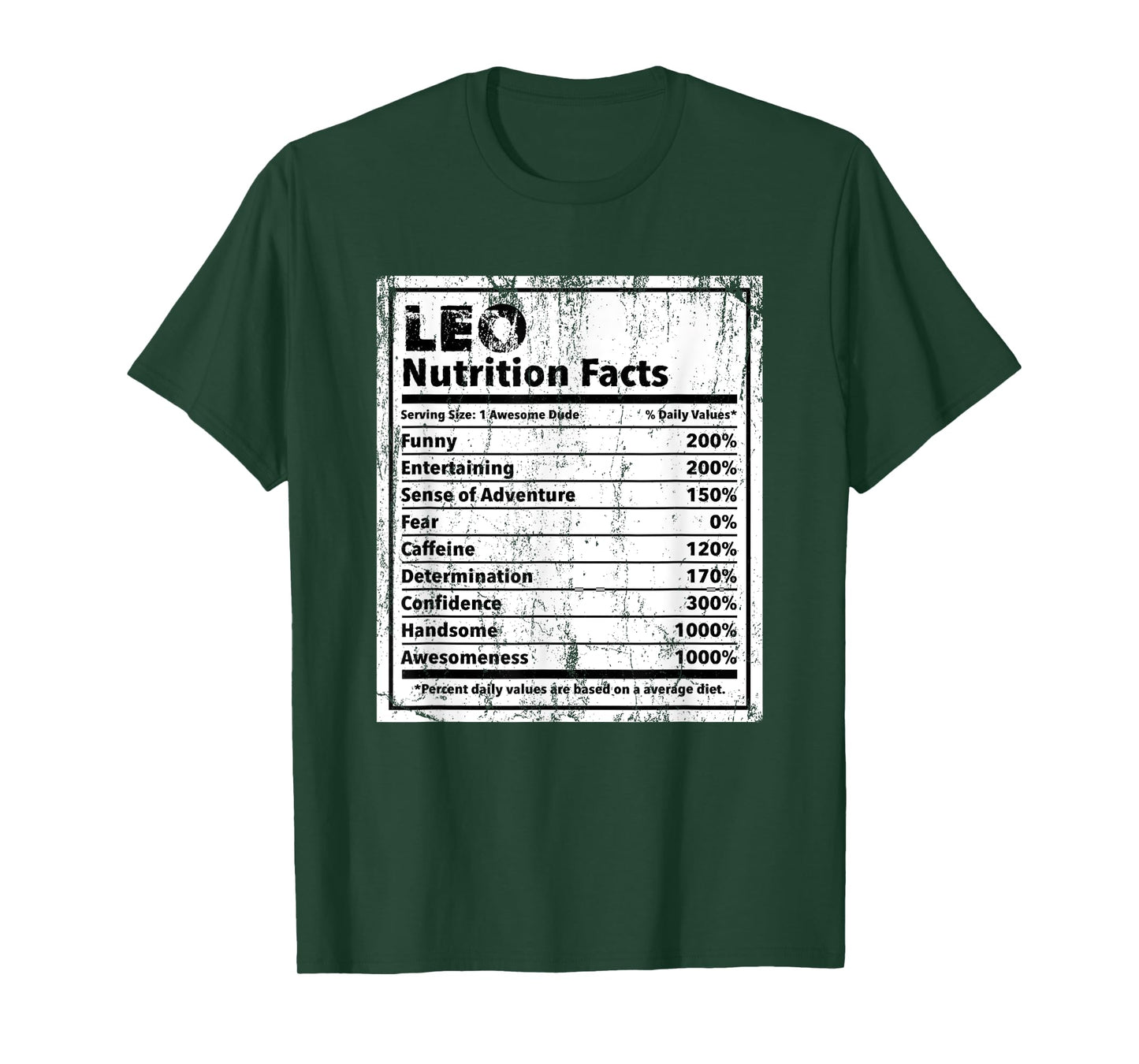 Leo Nutrition Facts Funny Name Humor Nickname Sarcasm T-Shirt