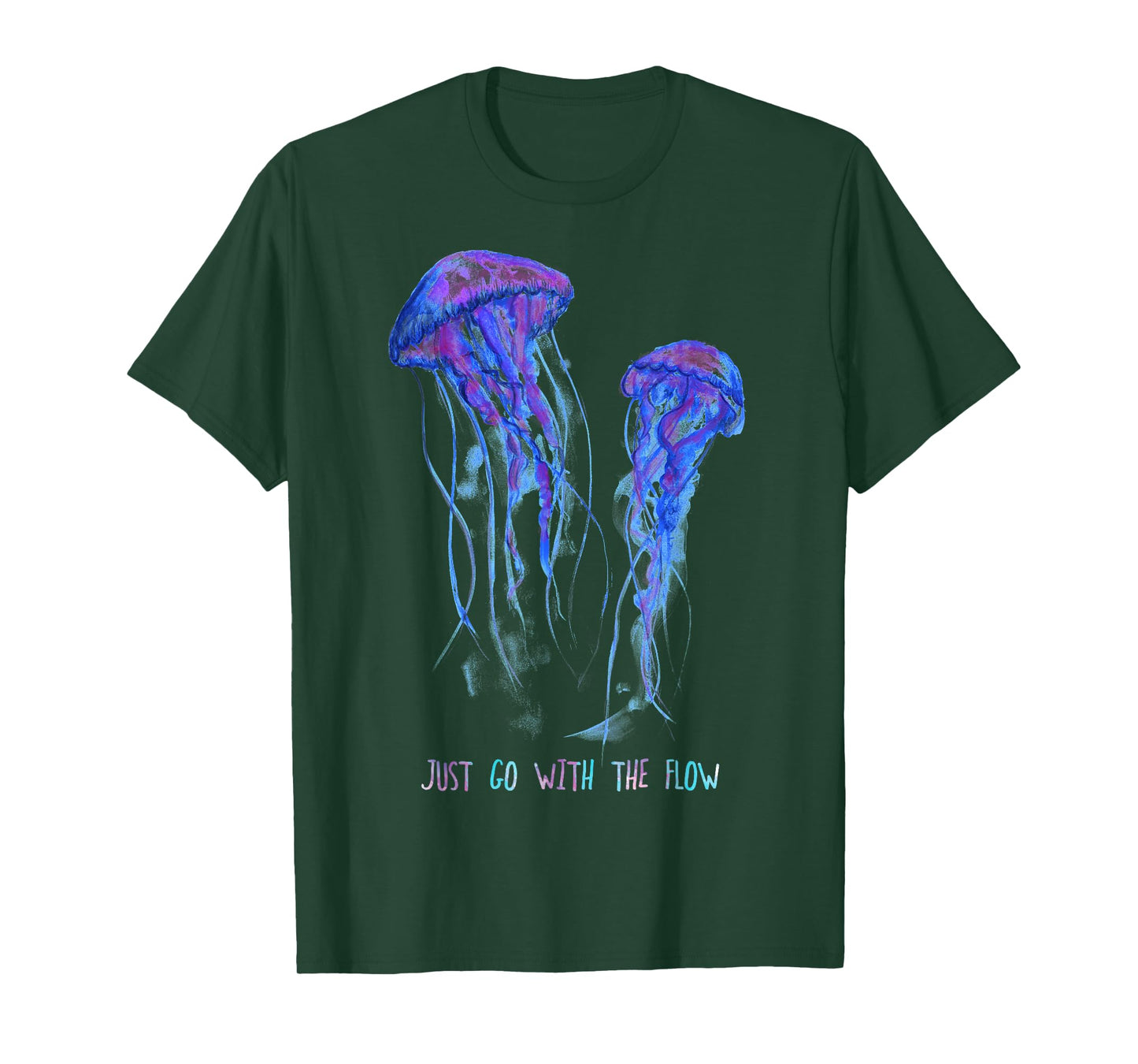 Awesome Cute Underwater Fish Sea Just Go with Flow Jellyfish T-Shirt