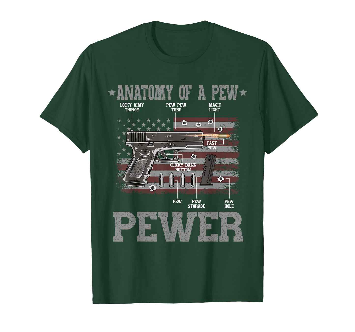 Anatomy Of A Pew Pewer Gun Weapon Ammo Gift Amendment Saying T-Shirt