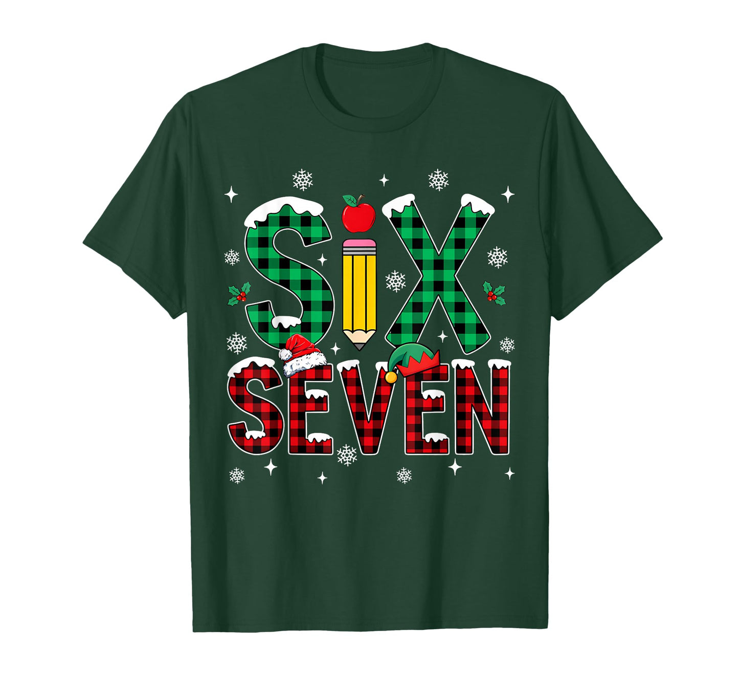 Funny Six Seven 6 7 Meme Teacher Christmas for Men Women T-Shirt
