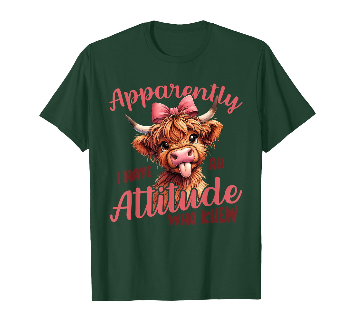 Apparently I Have An Attitude Who Knew Sarcasm Highland Cow T-Shirt