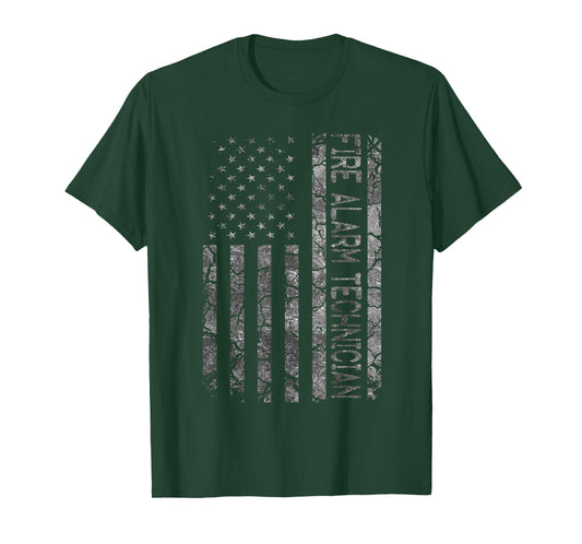 Funny Job Title Worker American Flag Fire Alarm Technician T-Shirt