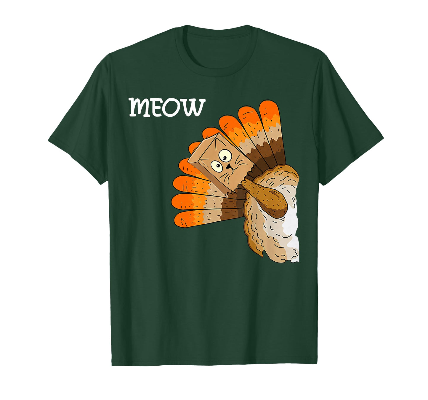 Thanksgiving Turkey Cat Meow Cute Thanksgiving Autumn T-Shirt