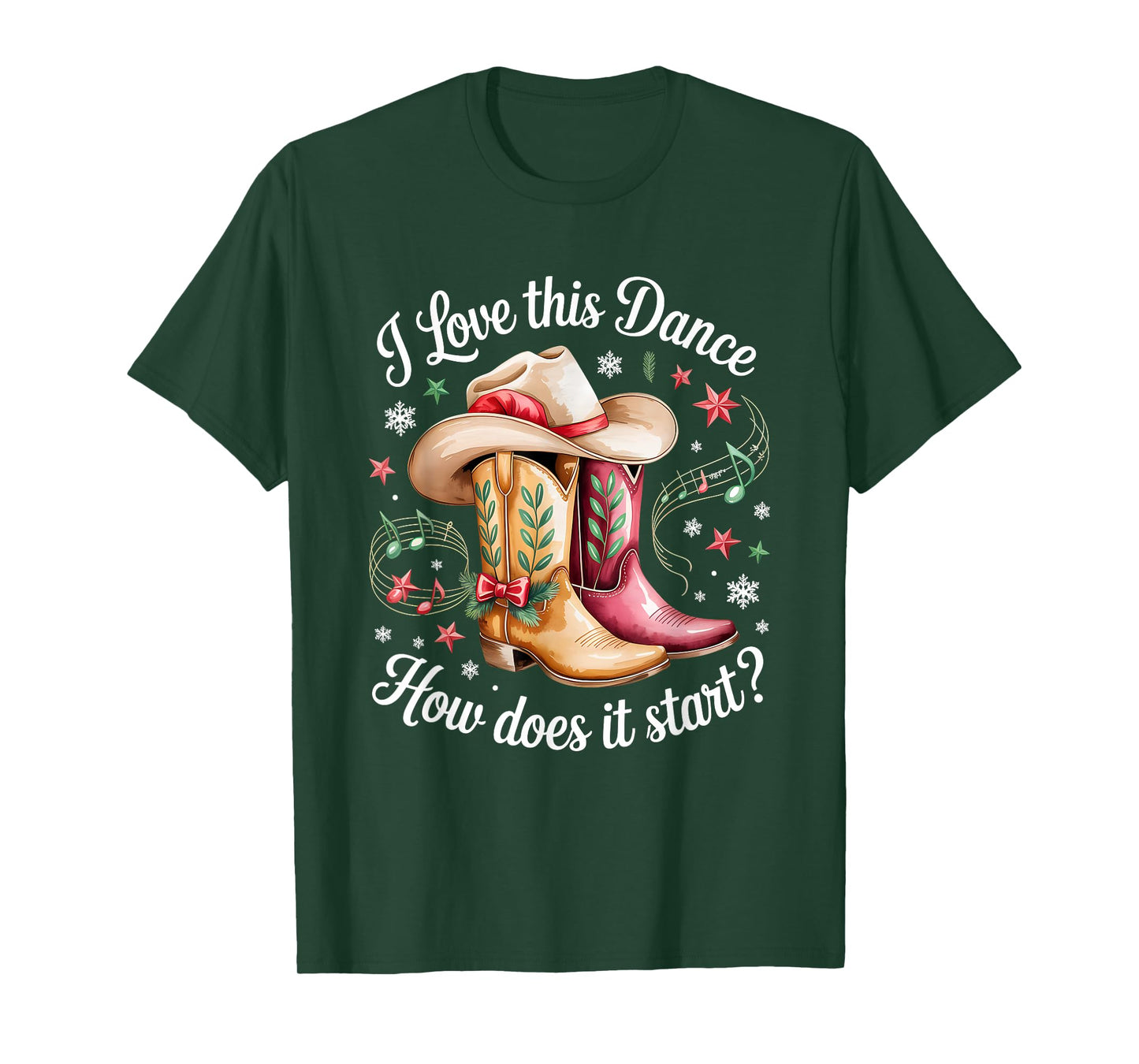 I Love This Dance How Does It Start Line Dance Christmas T-Shirt