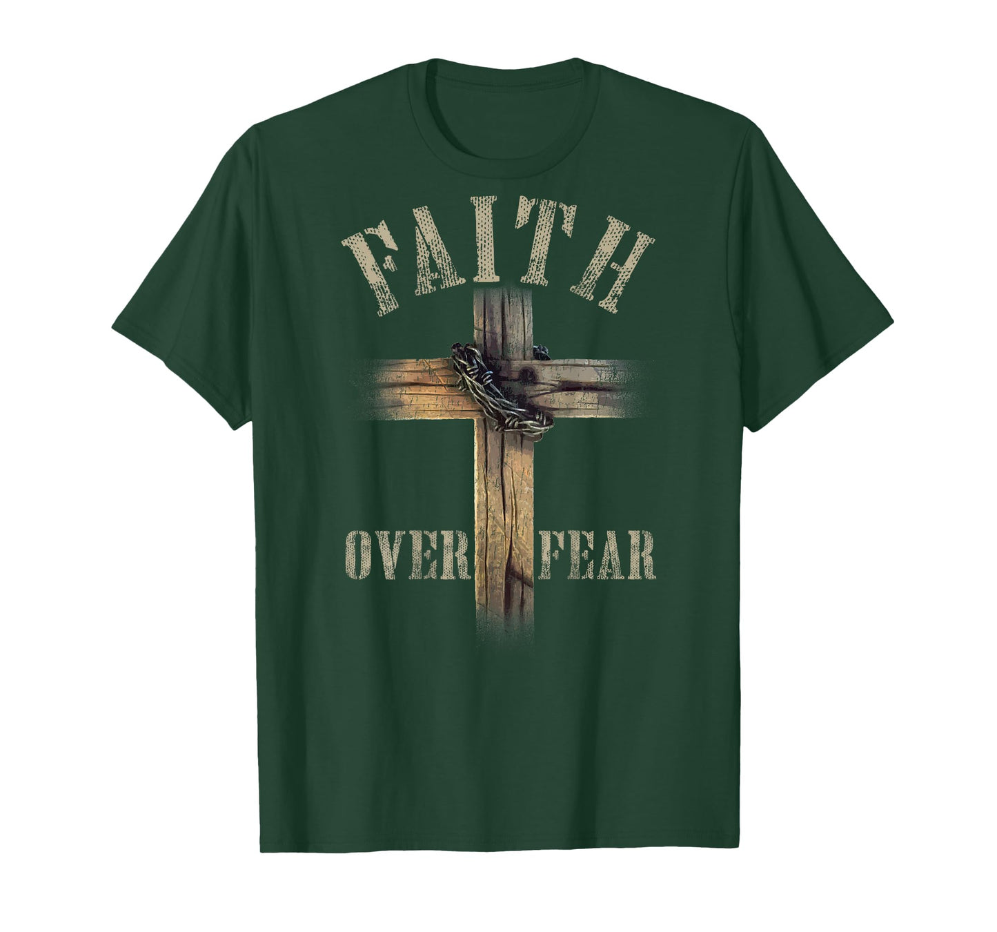 Faith Over Fear American Christian Cross God Jesus (on Back) T-Shirt
