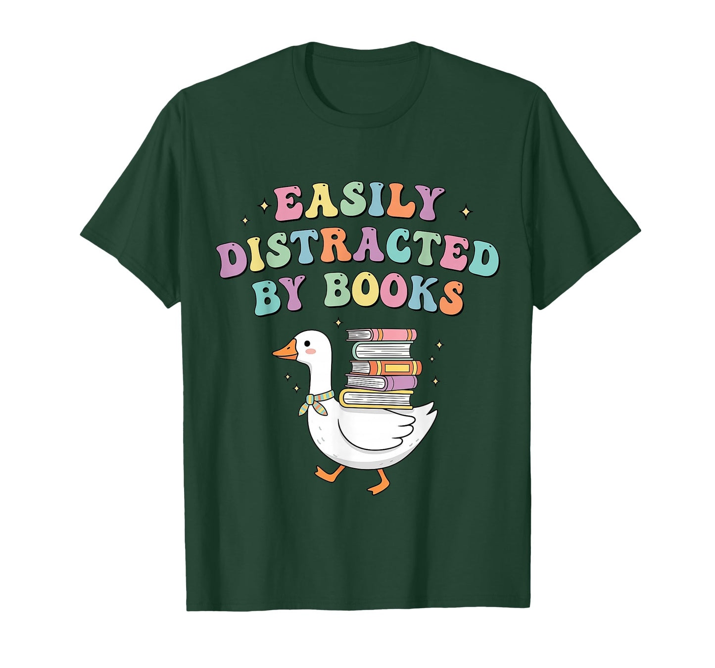 Easily Distracted By Books Silly-Goose Bookish Library Read T-Shirt