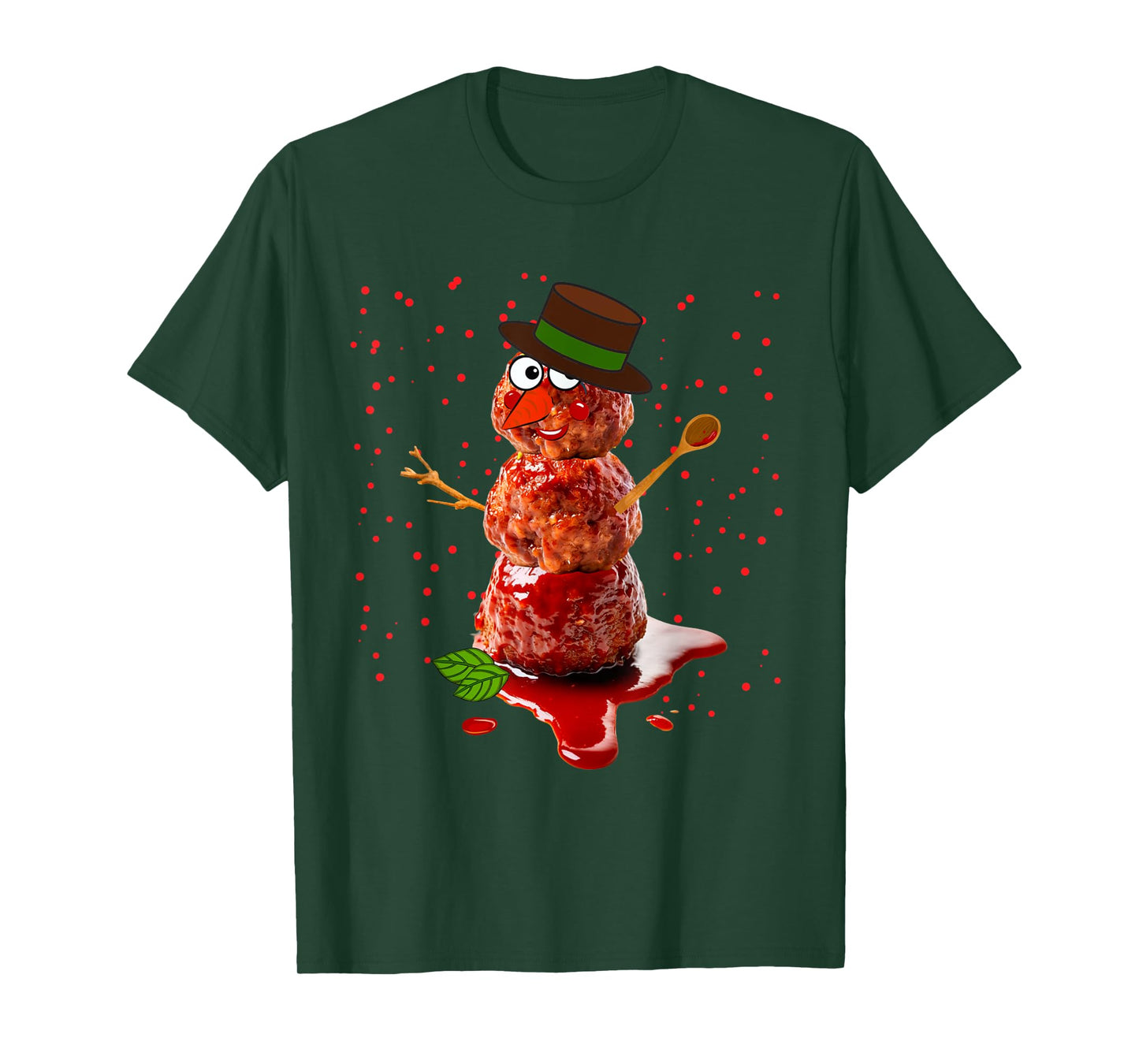 Meatball Snowman Italian Food Ugly Christmas Sweater Snowman T-Shirt