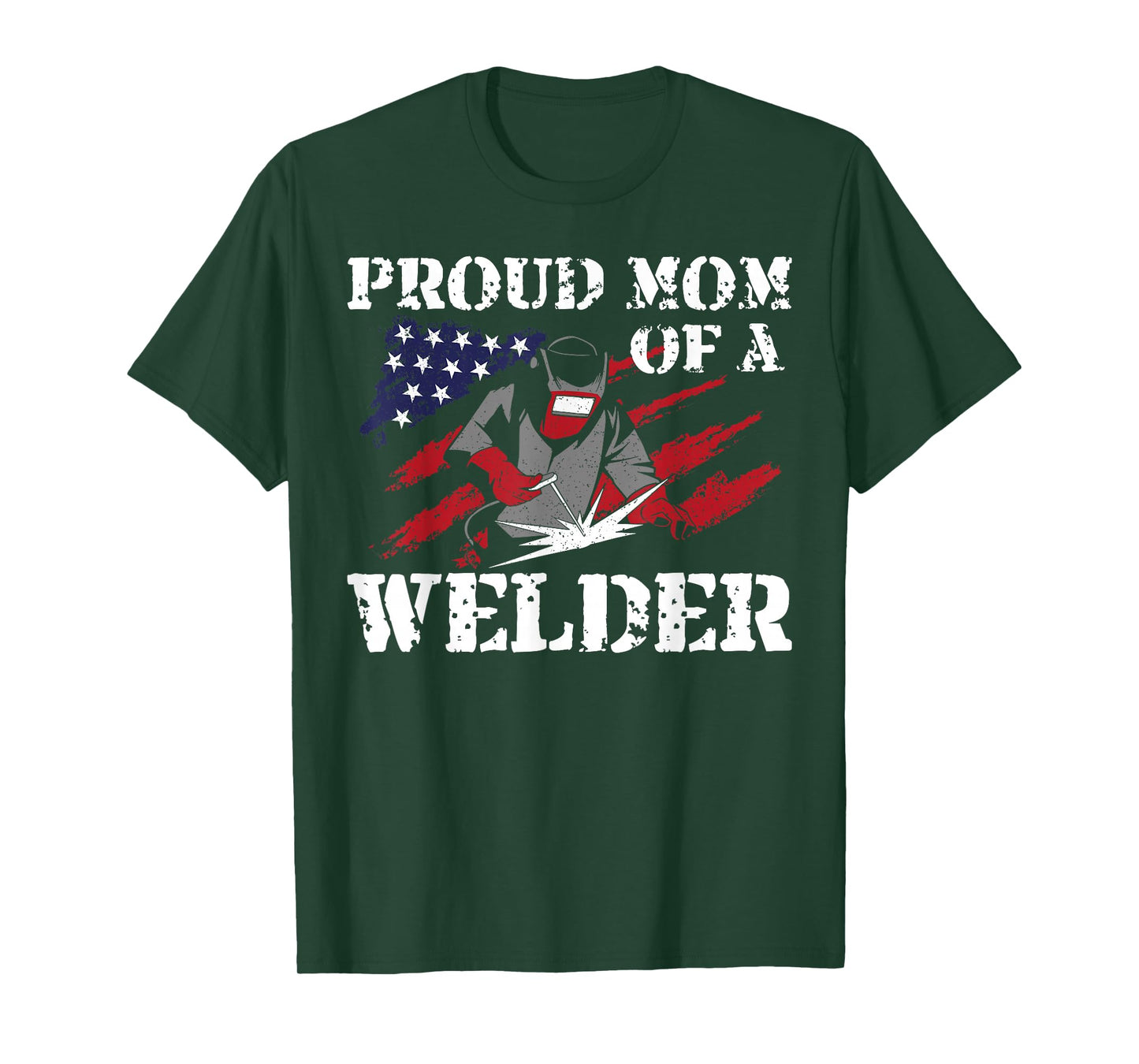 Welder Welding Mom Mother Vintage American Flag Patriotic T-Shirt
