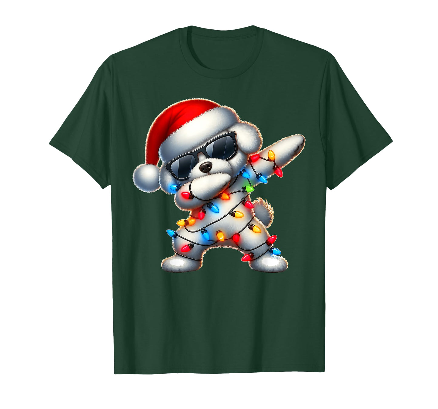 Dabbing Bichon Frise Dog Sunglasses Cute Christmas Xmas T-Shirt