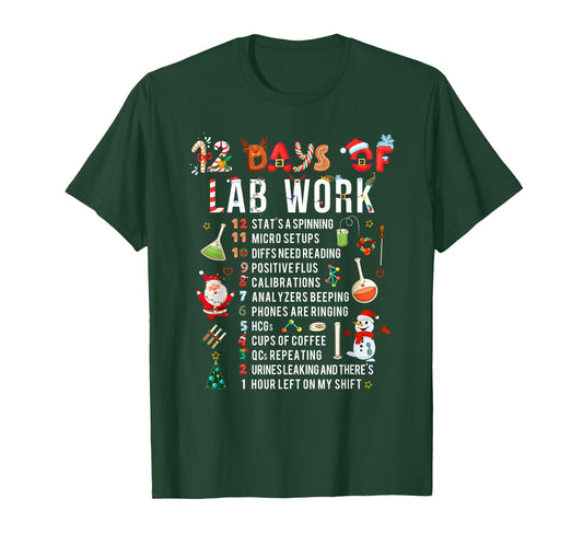 12 Days Of Lab Work Christmas Medical Laboratory Scientist T-Shirt