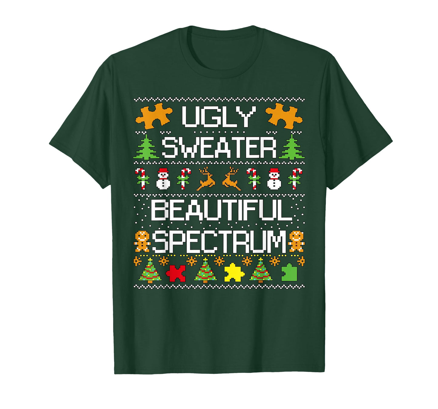 Autism Awareness Puzzle Ugly Sweater Xmas Beautiful Spectrum T-Shirt