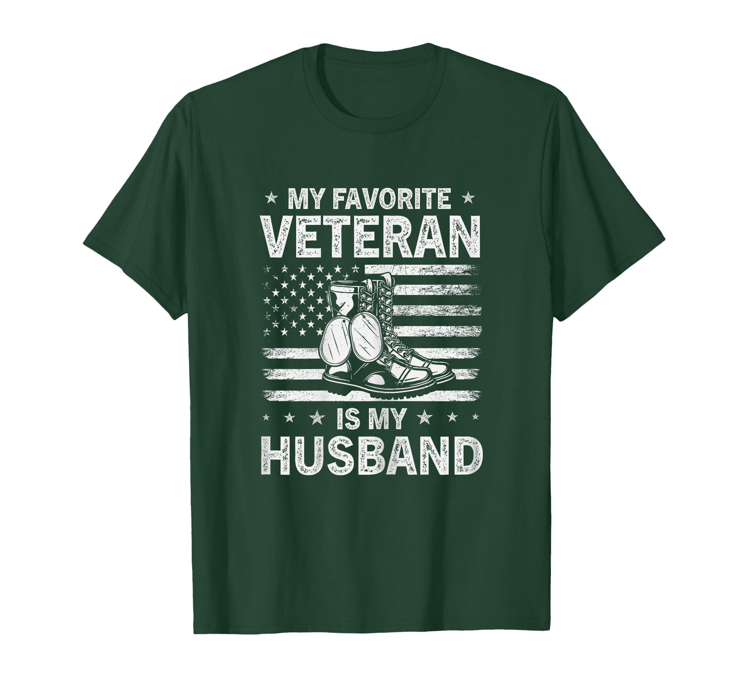 My Favorite Veteran Is My Husband Veterans Day USA Flag T-Shirt