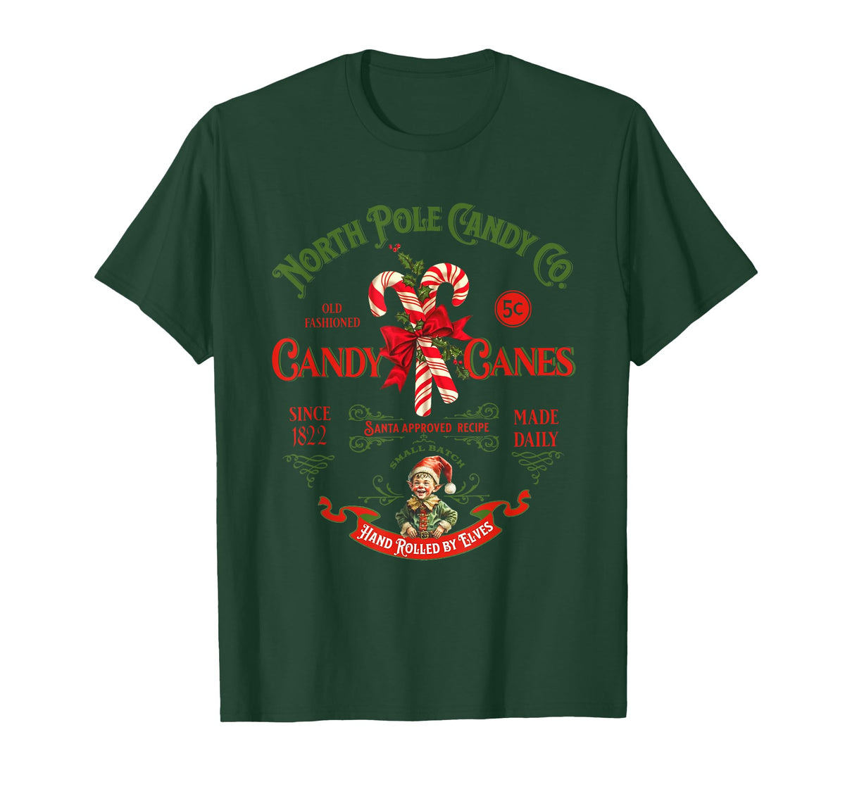 Vintage North Pole Candy CO. Candy Canes Funny Christmas T-Shirt