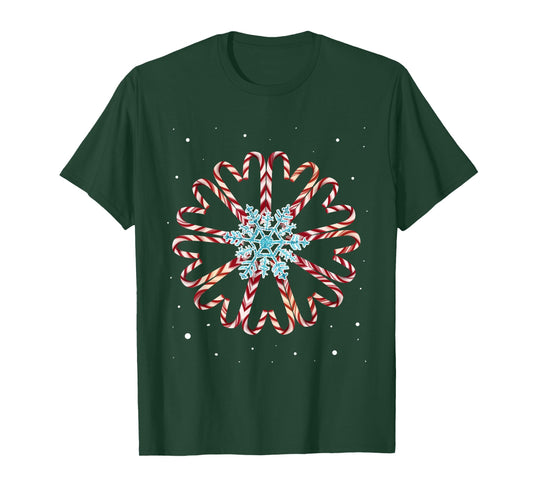 Christmas Pajamas Snow Snowflake Xmas Gift Candy canes T-Shirt
