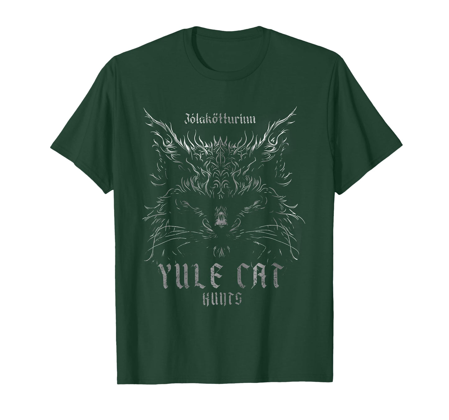 Funny Yule Cat Tee - Unisex Kids Icelandic Christmas Cat T-Shirt - Black - Small - Short Sleeve - Crew Neck - Polyester 100%