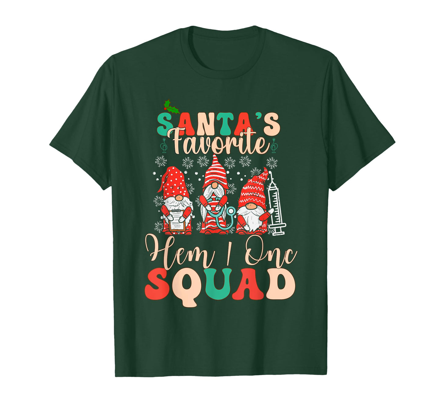 Christmas Oncology Hematology Nurse Squad Tee Peds Hem/Onc T-Shirt