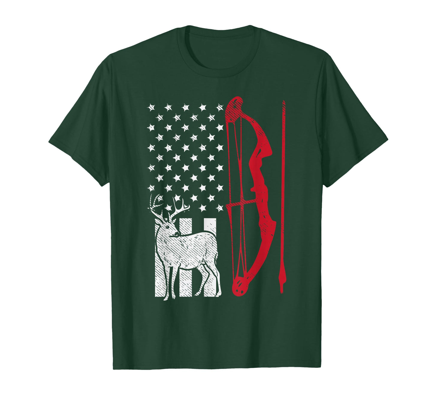 American Deer Flag Bow Hunting Archery Archer Hunter Gift T-Shirt