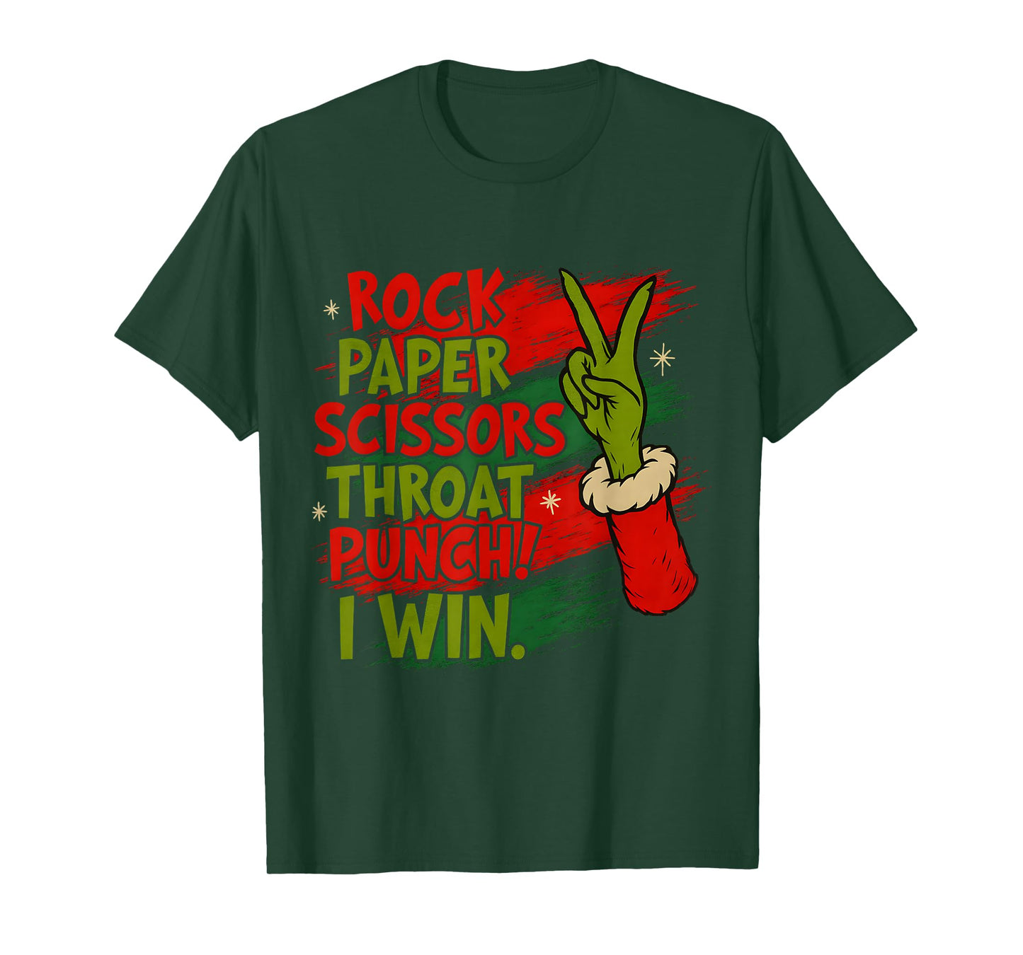 Funny Christmas Rock Paper Scissors Throat Punch T-Shirt