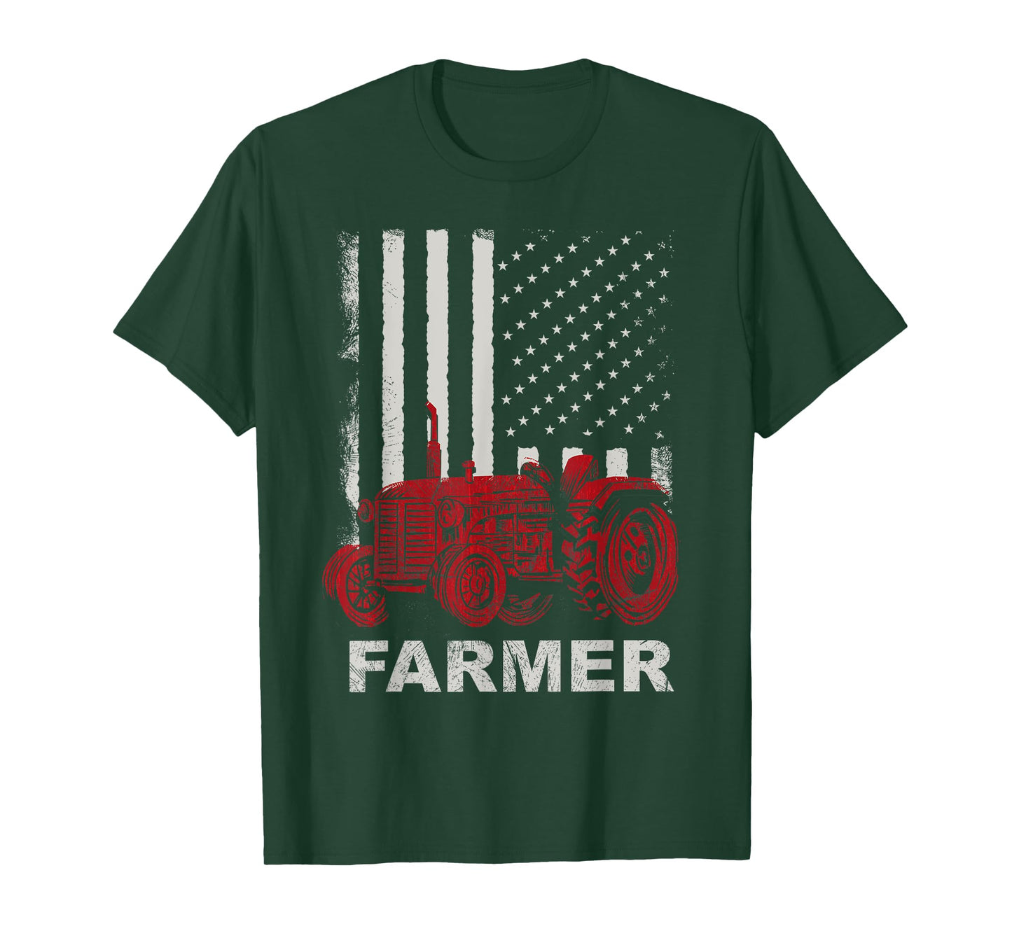 American Flag Farm Tractors Vintage Patriotic Farming Farmer Women Kids Men T-Shirt