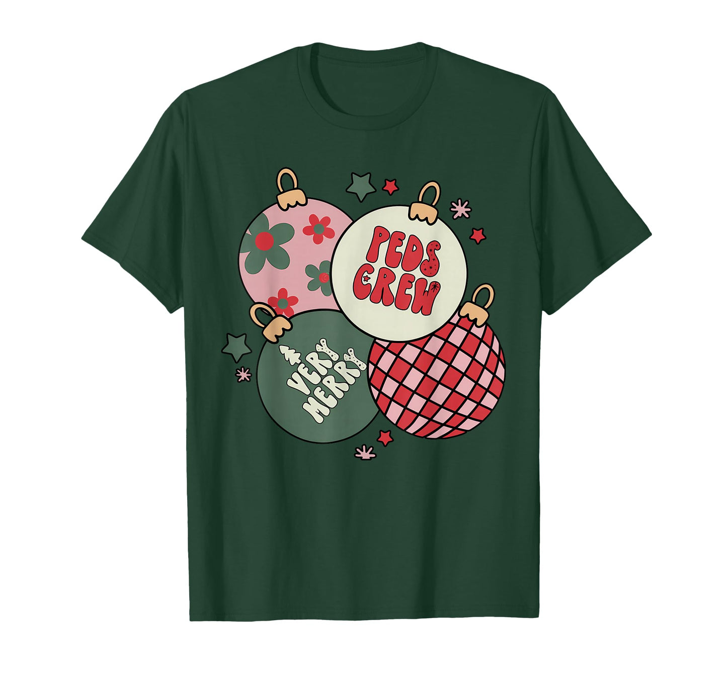 Christmas Ornament Peds Crew Pediatric Nurse Xmas Holiday T-Shirt