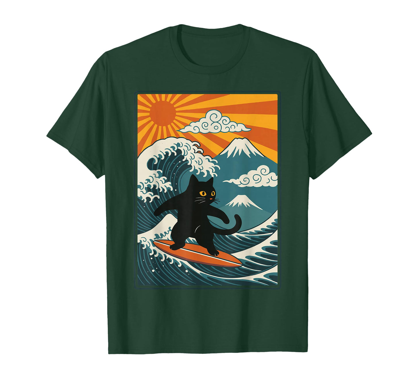 Cat Surfing Japanese T-Shirt