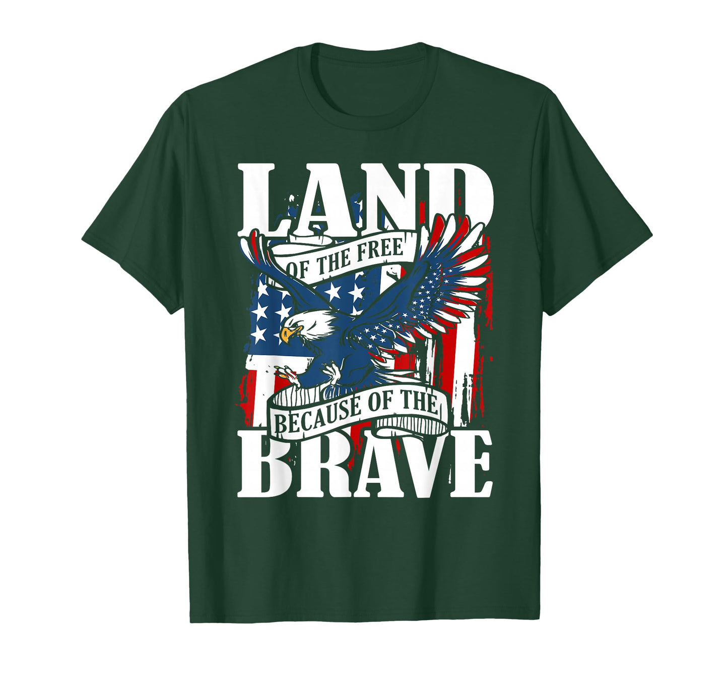 US Flag America Eagle Land of The Free Because of The Brave T-Shirt