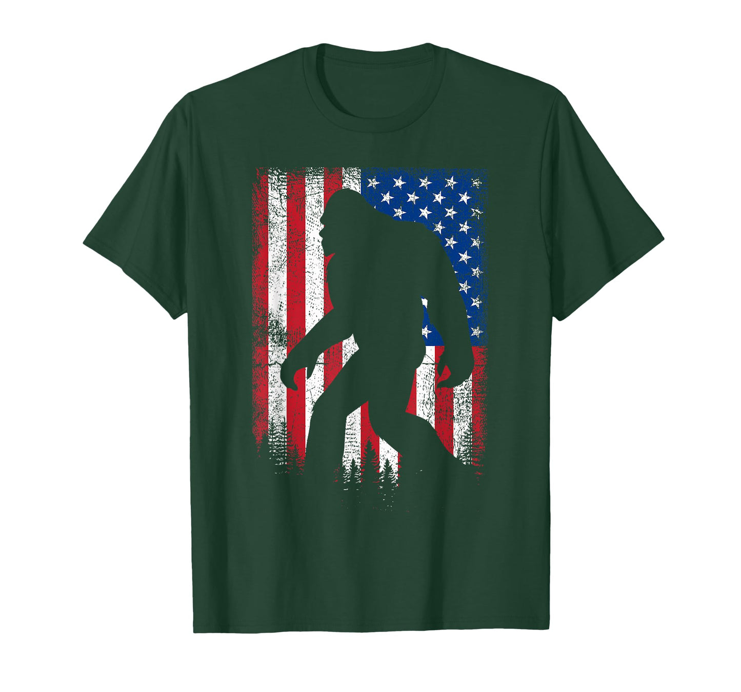 Bigfoot 4th Of July American USA Flag Patriotic Veterans Day T-Shirt