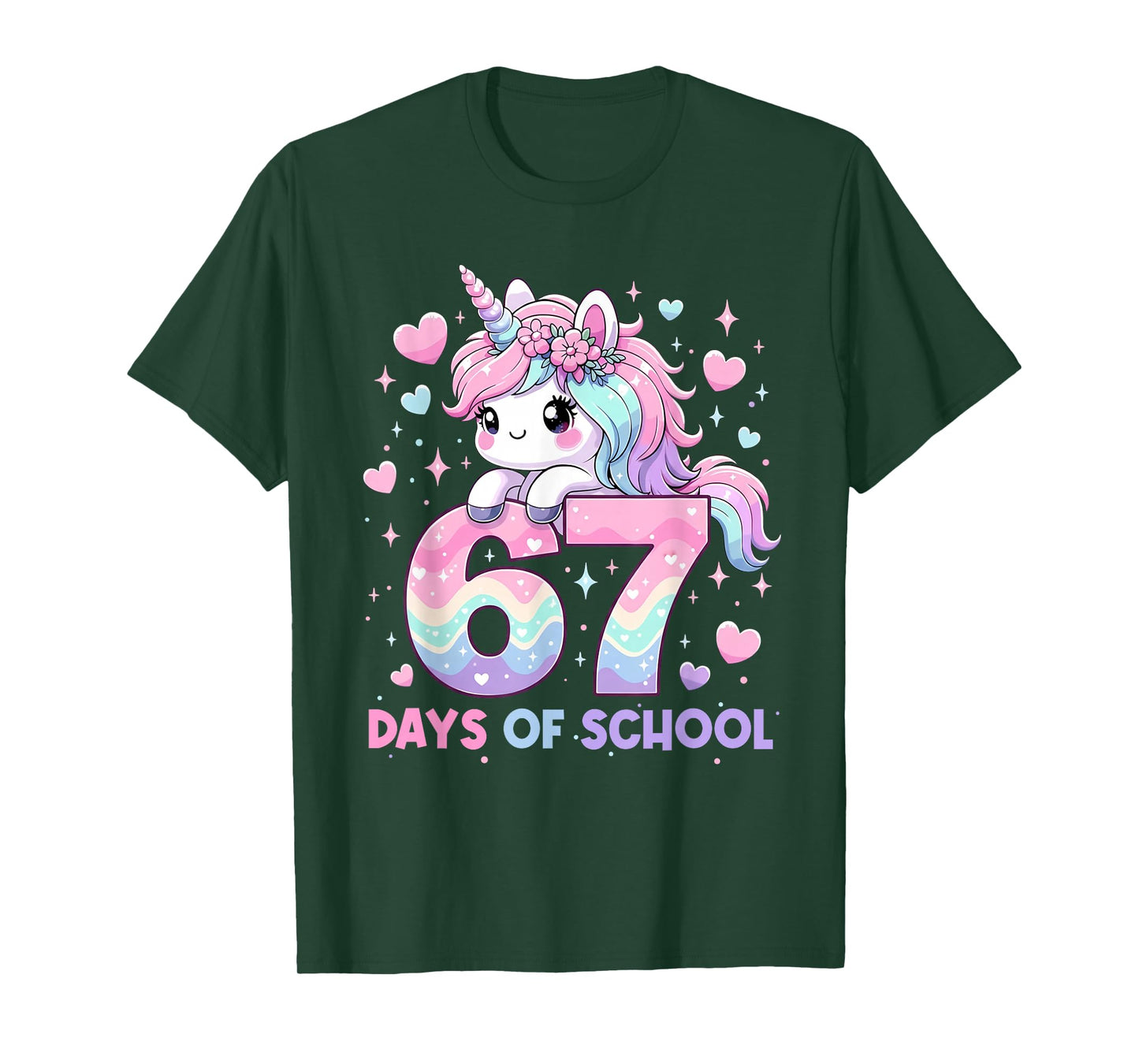 Dabbing Unicorn 67 Days of School Teachers Kids Boys Girls T-Shirt