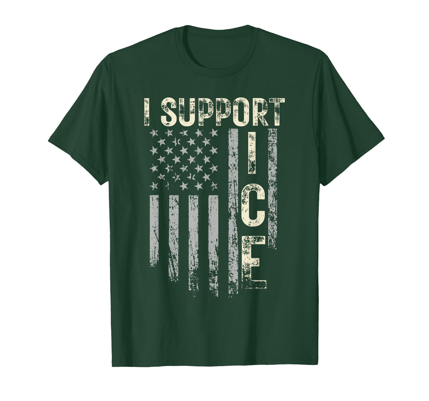 Support ICE Immigration Officers American Flag Border Patrol T-Shirt