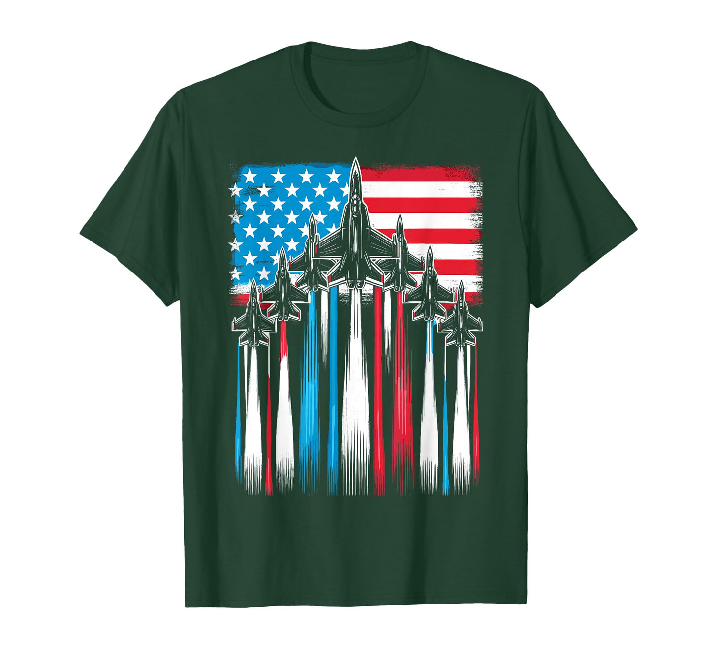 Patriotic Airplane Fighter Jet USA Flag 4th Of July T-Shirt
