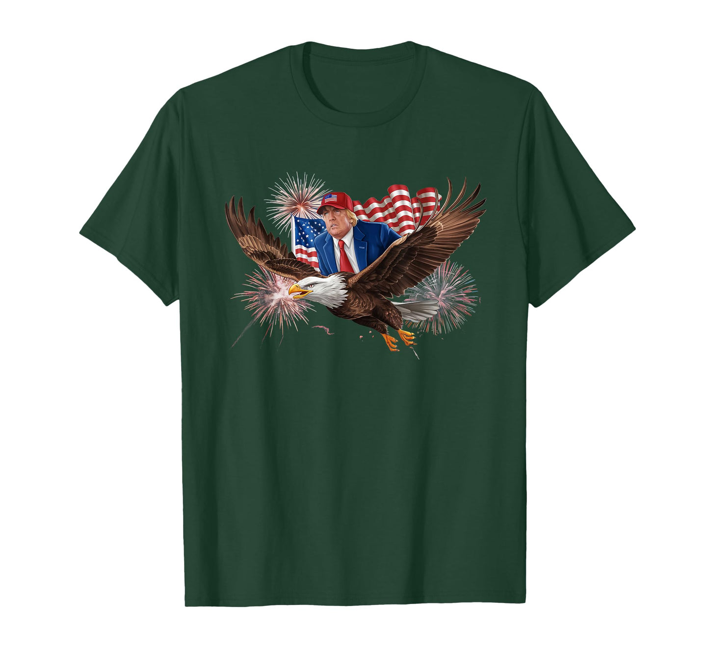 Patriotic Trump Riding Bald Eagle American Pride July 4th T-Shirt