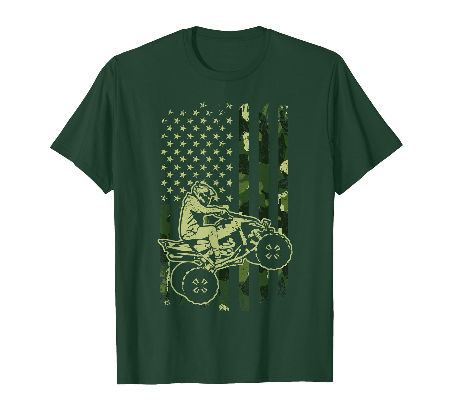 Camouflage American Flag Four Wheeler ATV Mudding Quad Bike T-Shirt
