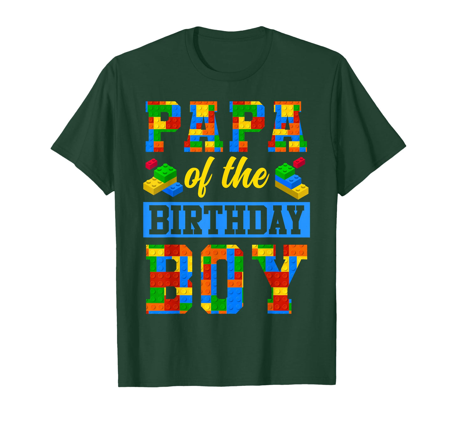 Papa Of The Birthday Boy Building Block Bday Party T-Shirt