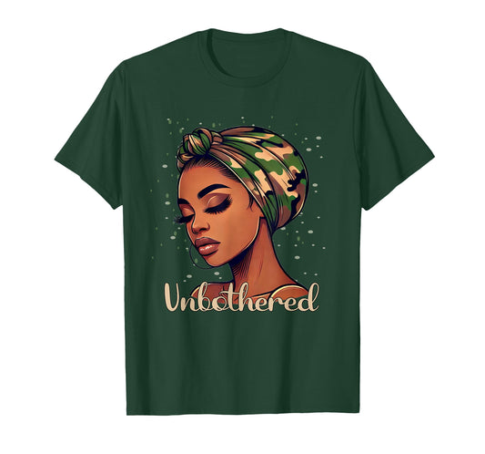 Unbothered Camo Scarf Black Woman Camouflage T-Shirt