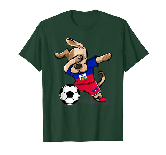 Dabbing Dog Haiti Soccer Jersey Haitian Football Lover Gift T-Shirt for Men Women Girls Kids