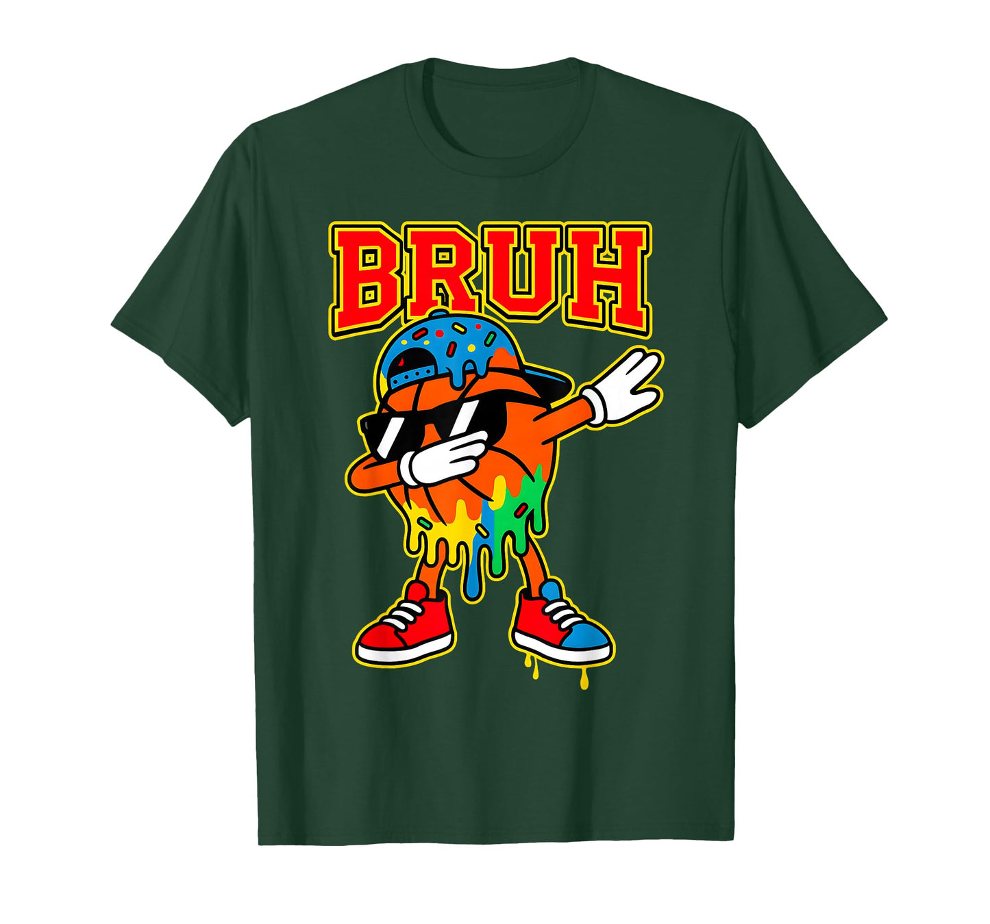 Dabbing Basketball Ice Cream Drip Bruh Boys Basketball Stuff T-Shirt