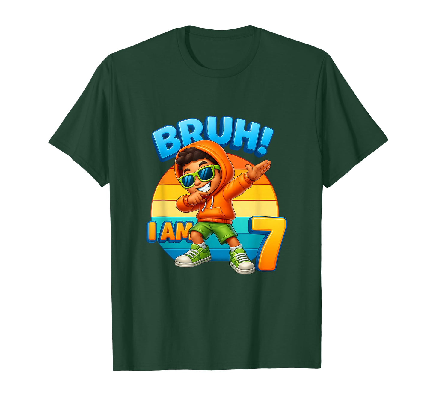 7 Year Old Birthday Boy Dabbing Bruh It's My 7th Birthday T-Shirt