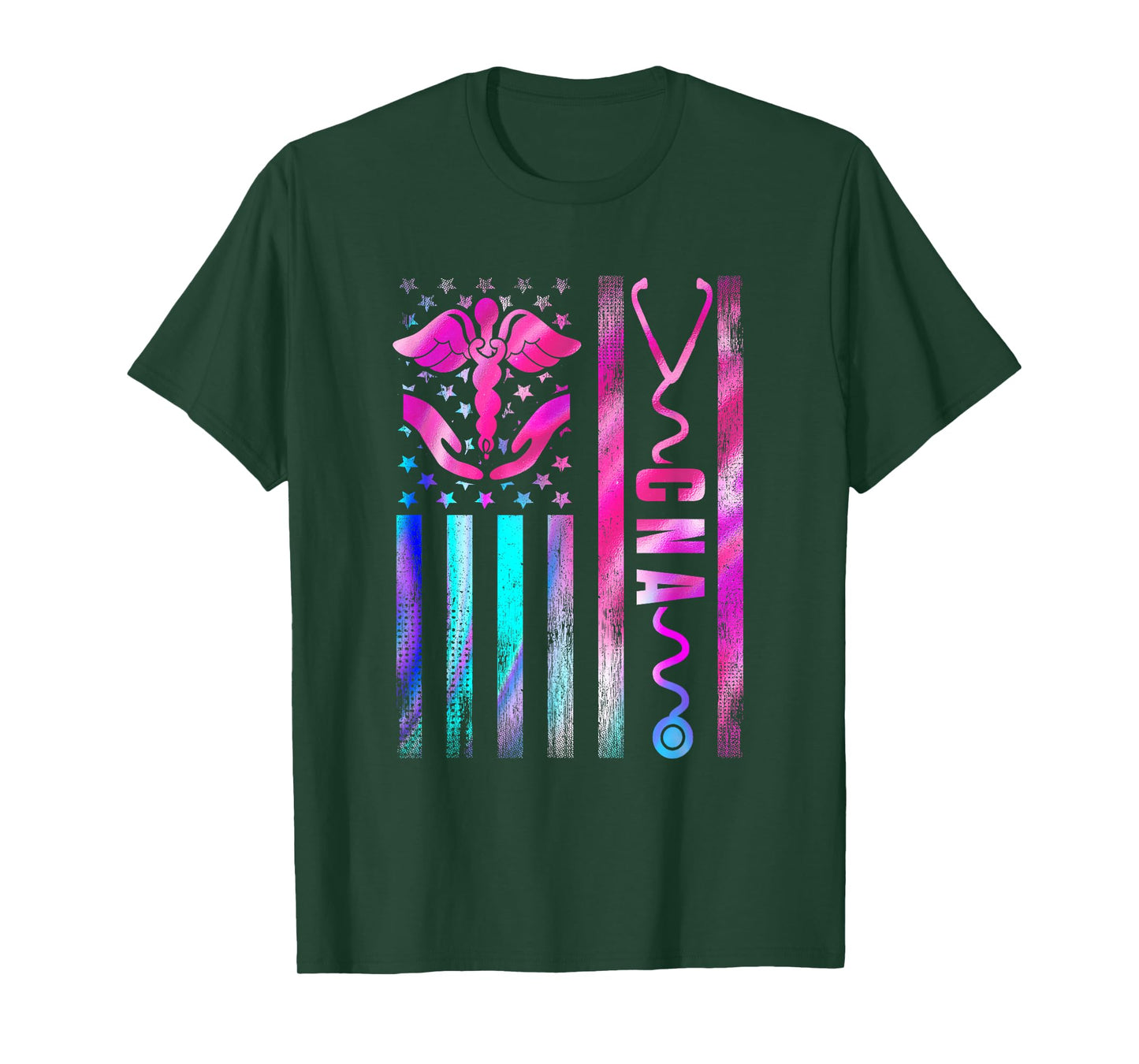 CNA Job Certified Nursing Assistant USA Flag T-Shirt