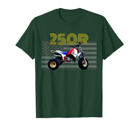 250r ATV ATC Vintage Retro Three Wheeler American Flag T-Shirt