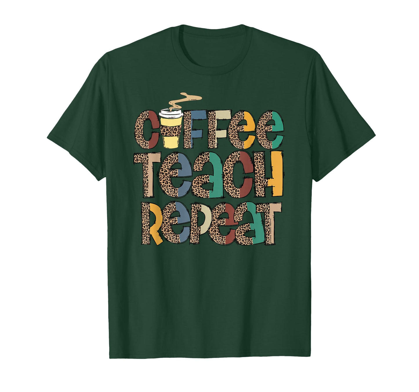 Coffee Teach Repeat Leopard Print Back to School Teachers T-Shirt