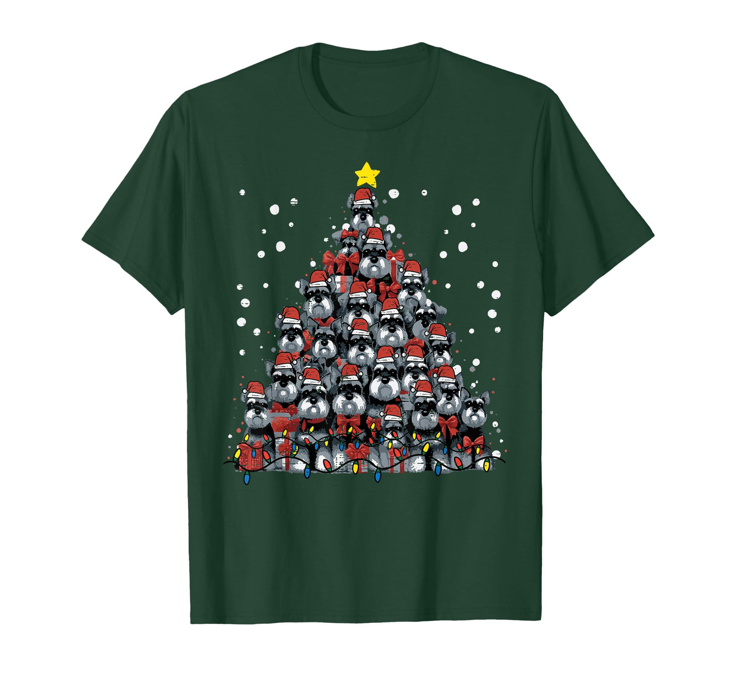 Schnauzer Dog Christmas Tree Xmas Men Women Boys Girls Kids T-Shirt