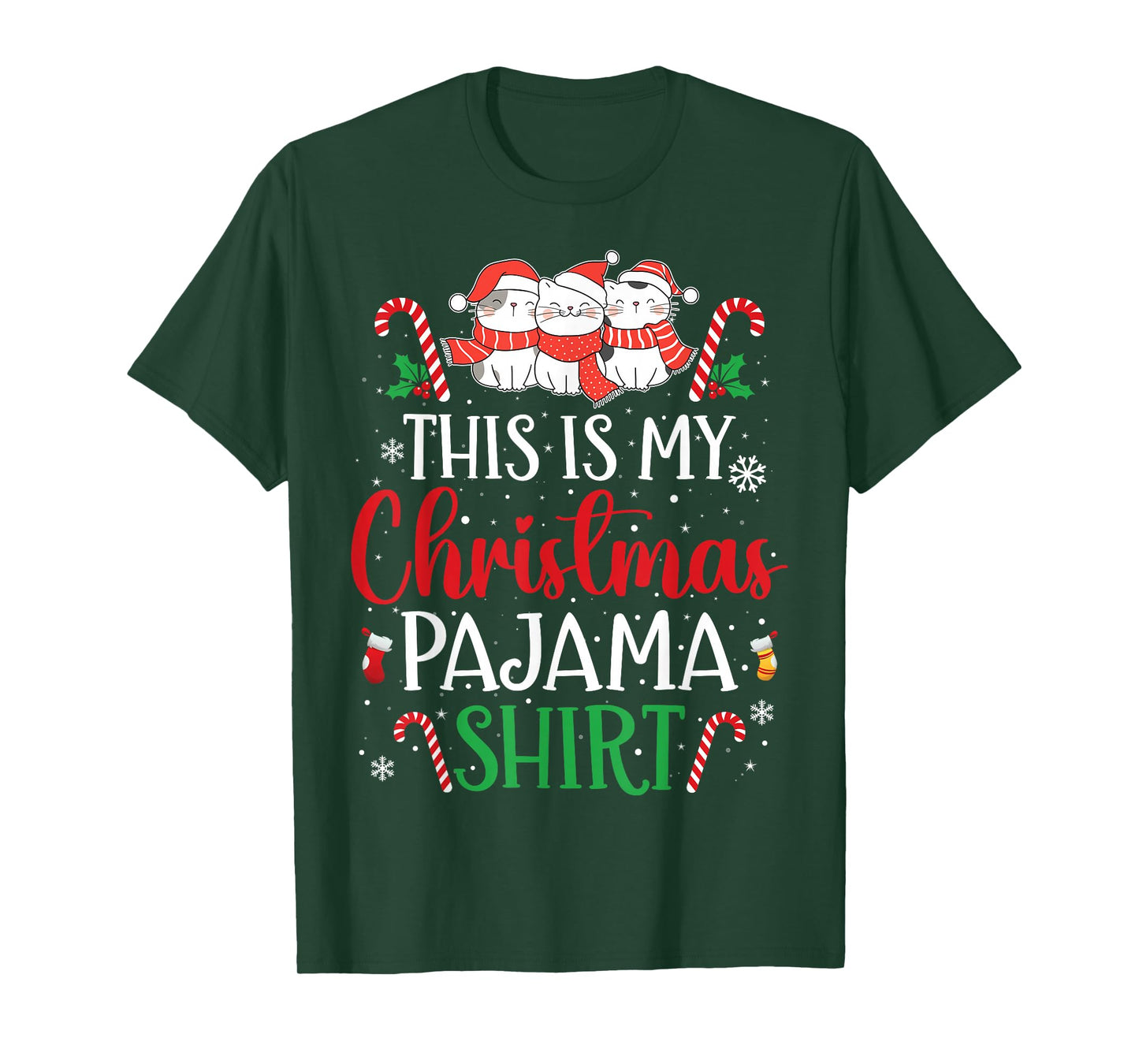 Cat Xmas Funny This is My Christmas Pajama T-Shirt
