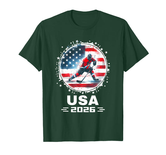 USA Team 2026 United States American Flag Hockey USA T-Shirt
