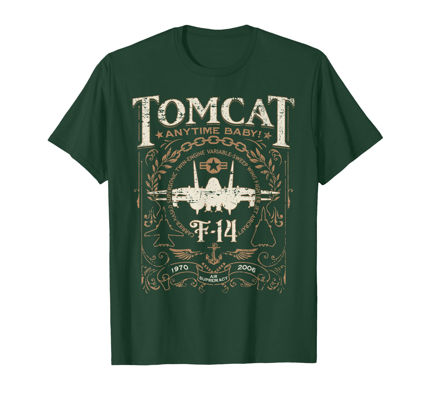 Classic F-14 Tomcat Military Fighter Jet Distressed Design T-Shirt