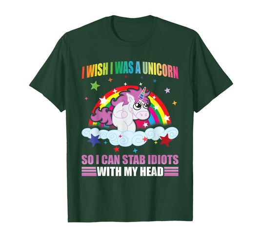 I Wish I Was A Unicorn Funny Unicorn I Hate People Unicorns T-Shirt
