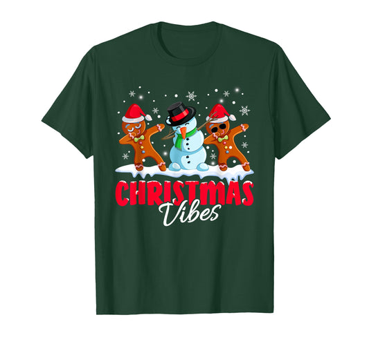 Christmas Pajamas Christmas Vibes Dabbing Ginger Snowman T-Shirt