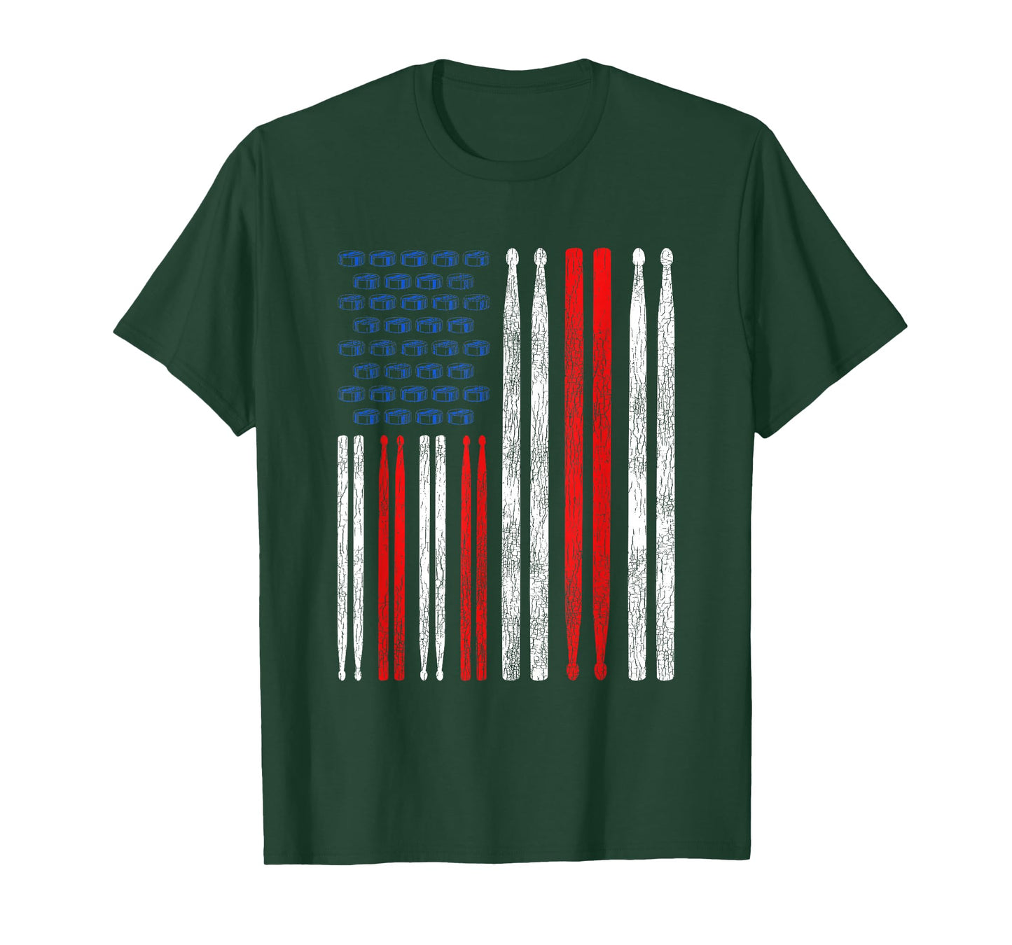 USA Flag Drumsticks Gift Drum Kit T-Shirt
